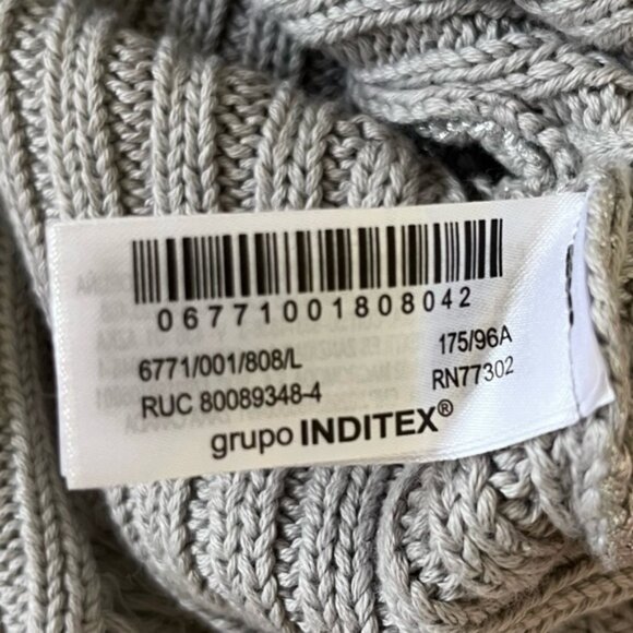 Zara ZW Collection CONTRAST TRIM KNITTED POLO SWEATER Silver / Metallic Size L - Picture 13 of 16